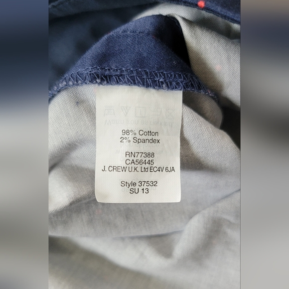 J. Crew The Pencil Skirt Women's 4 Blue w/ Red Polka Dots Midi Stretchy - Picture 4 of 9